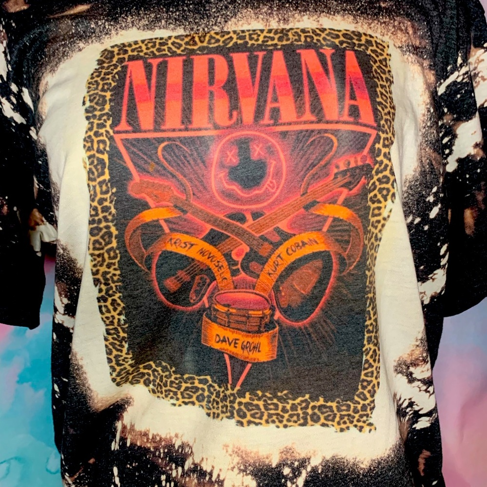 Band tee Nirvana inspired bleached tshirt